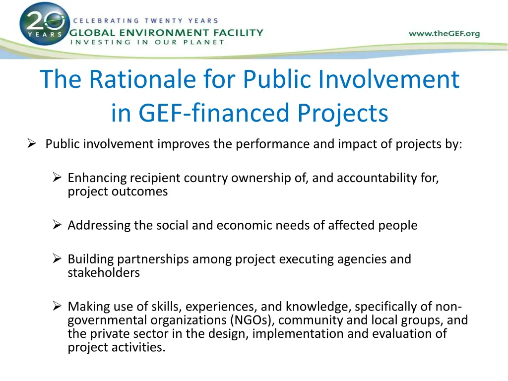 the rationale for public involvement