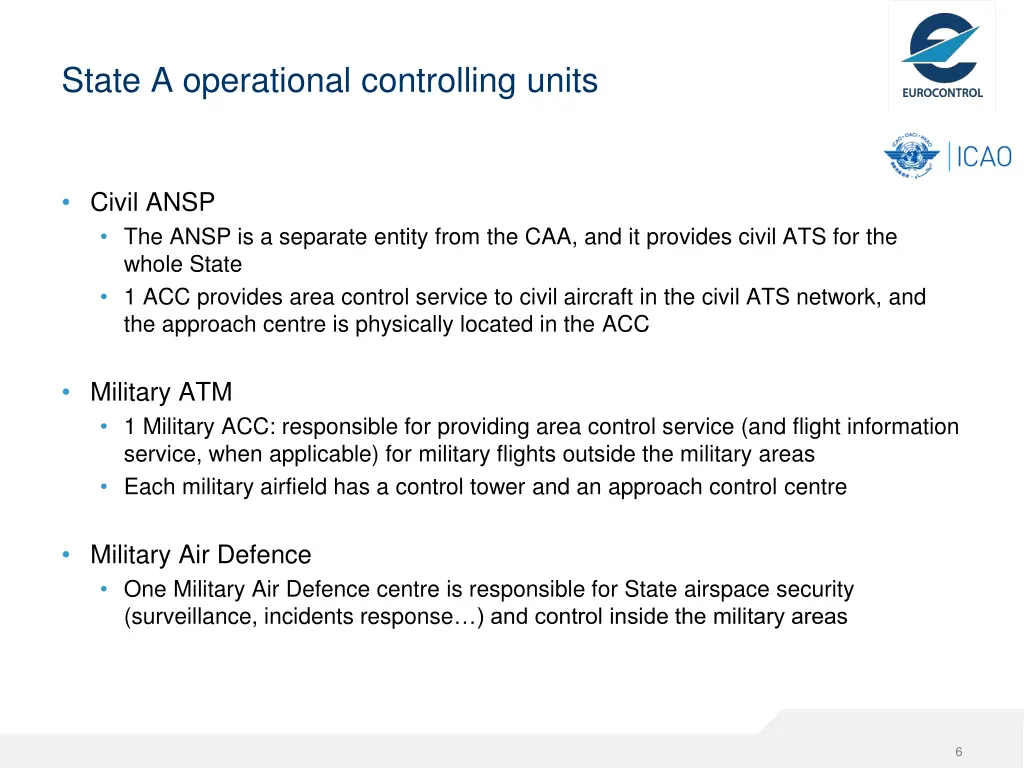 state a operational controlling units