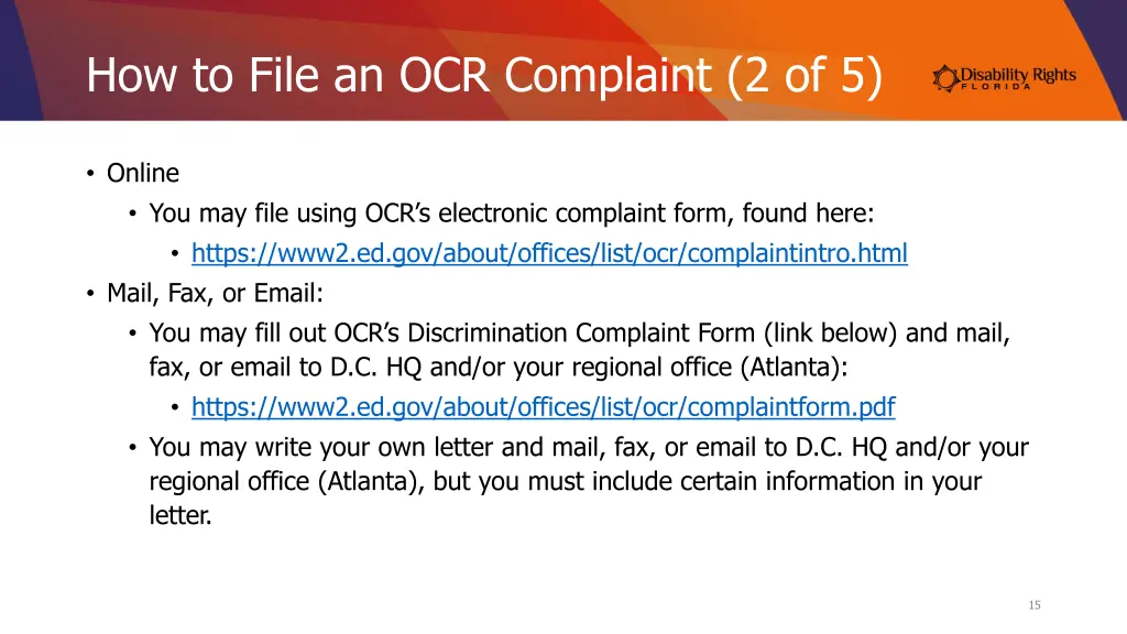 how to file an ocr complaint 2 of 5