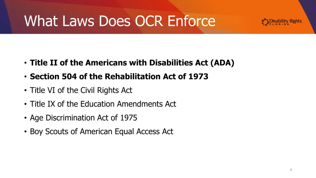 what laws does ocr enforce