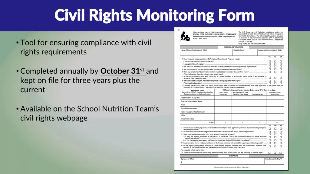 civil rights monitoring form civil rights