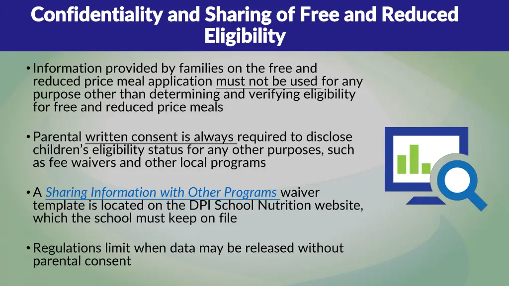 confidentiality and sharing of free and reduced