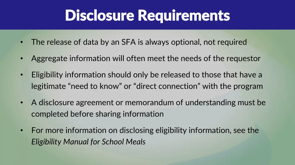 disclosure requirements disclosure requirements