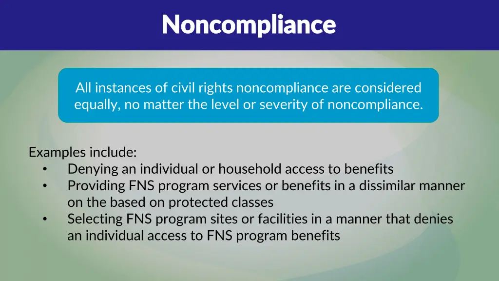 noncompliance noncompliance