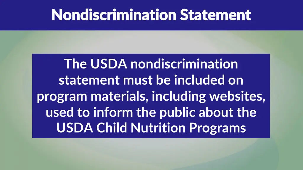 nondiscrimination statement nondiscrimination