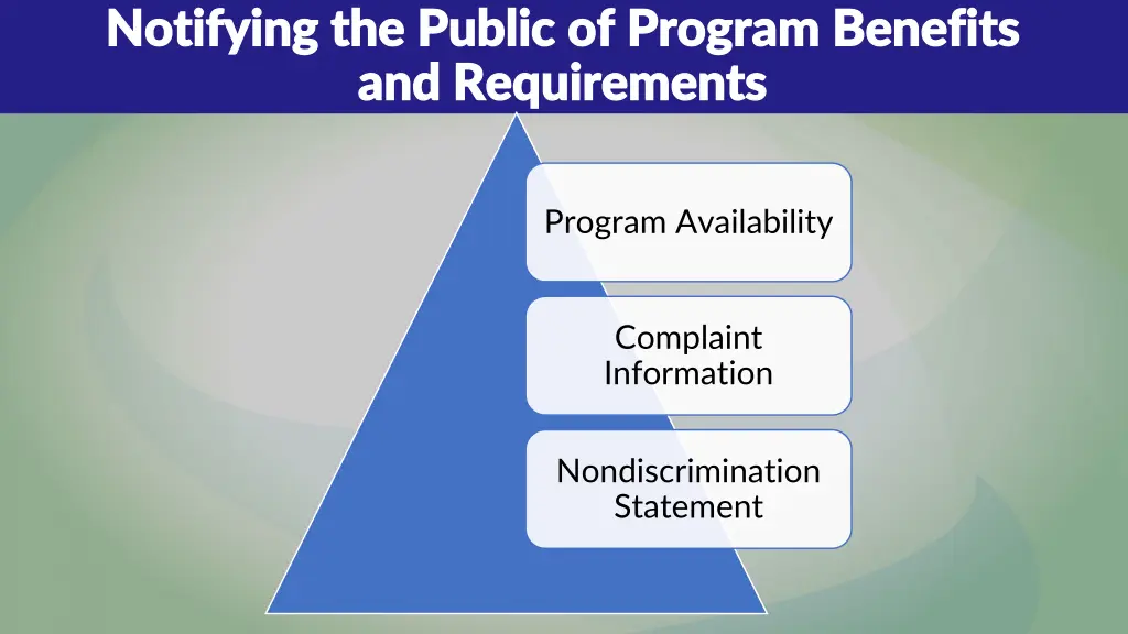 notifying the public of program benefits