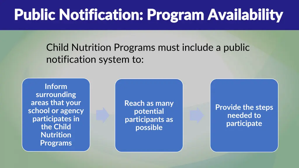 public notification program availability public