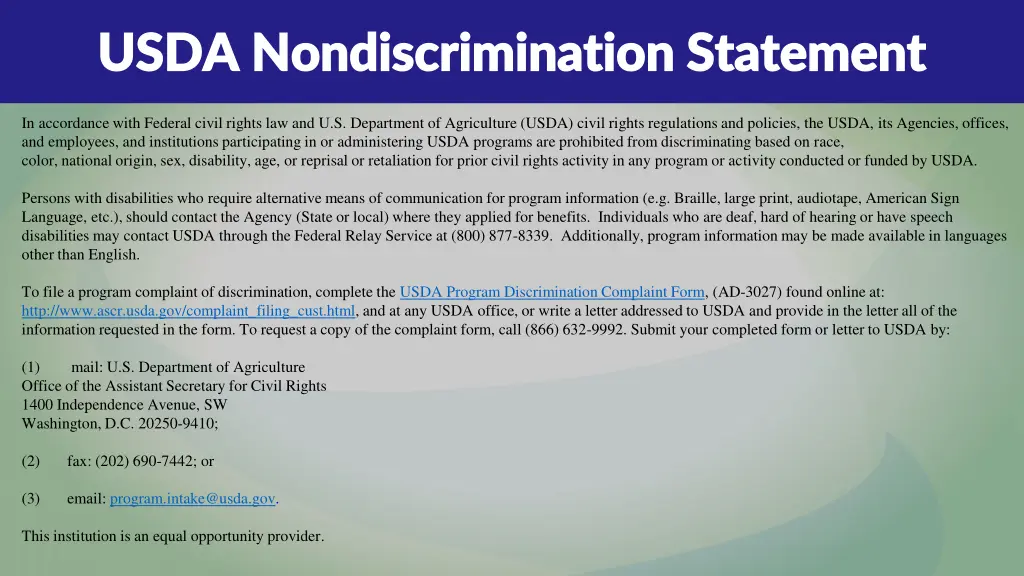 usda nondiscrimination statement usda