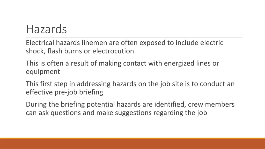 hazards electrical hazards linemen are often