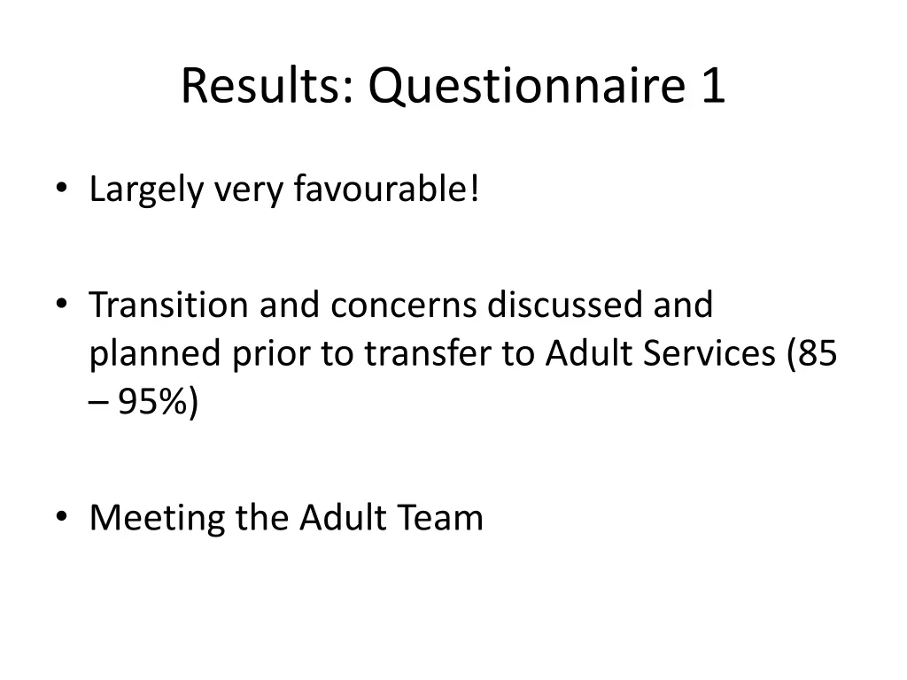 results questionnaire 1