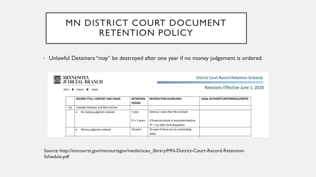 mn district court document retention policy