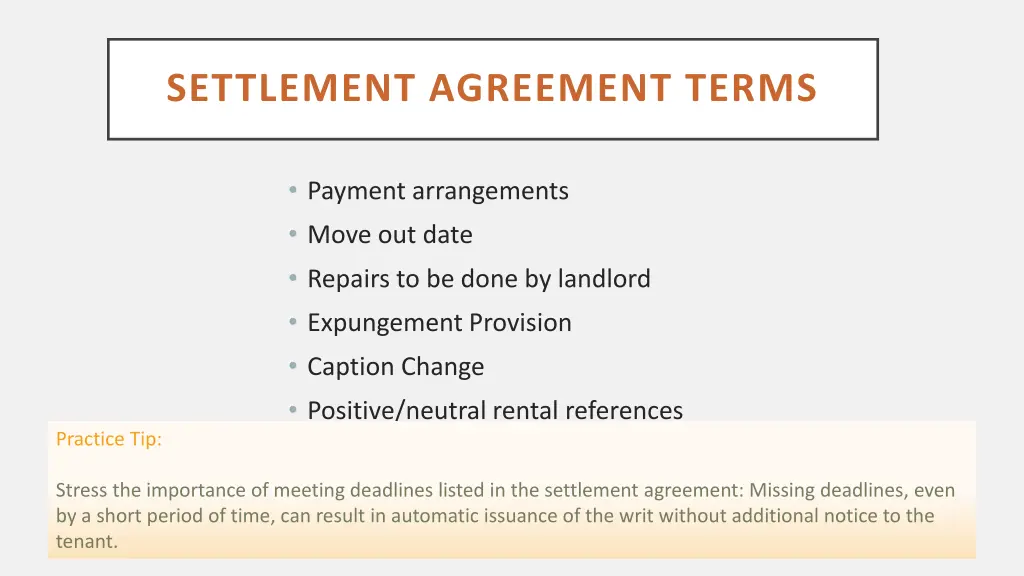 settlement agreement terms