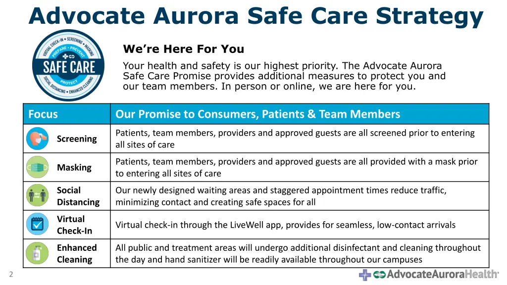 advocate aurora safe care strategy