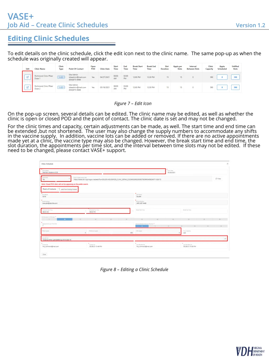 vase job aid create clinic schedules 1