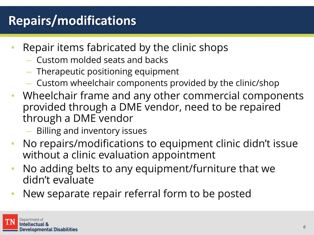 repairs modifications