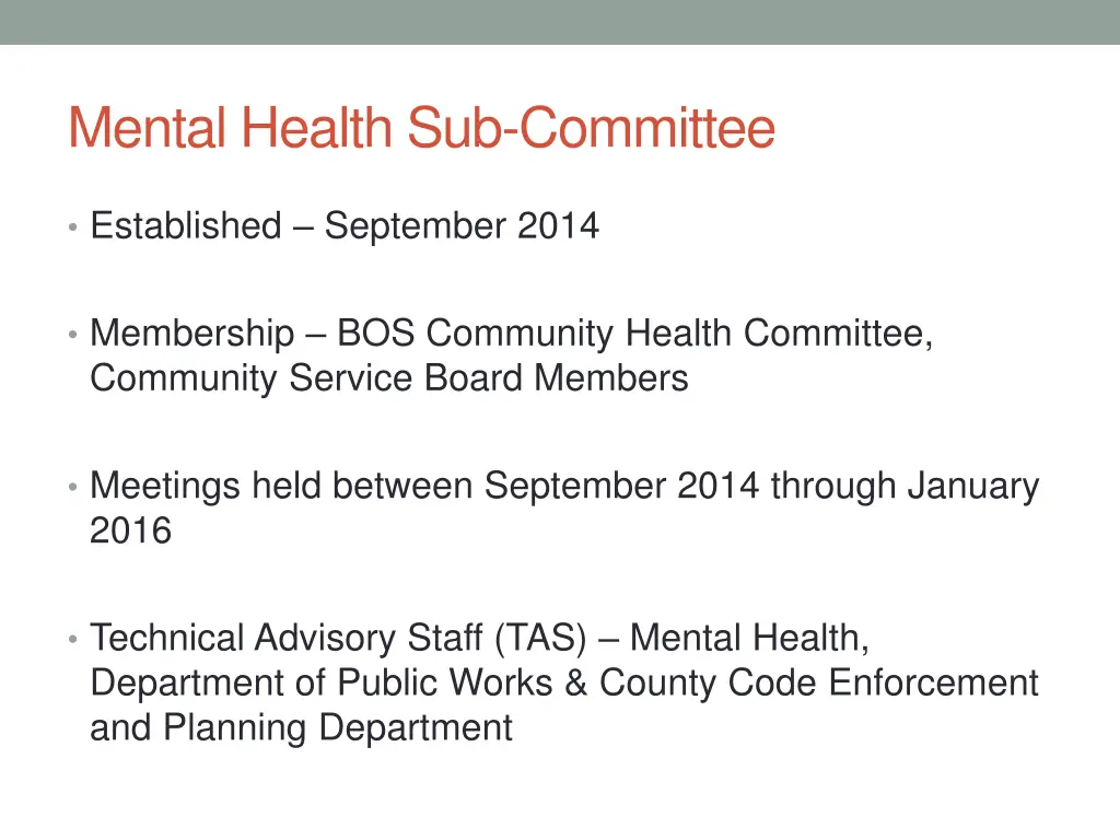 mental health sub committee