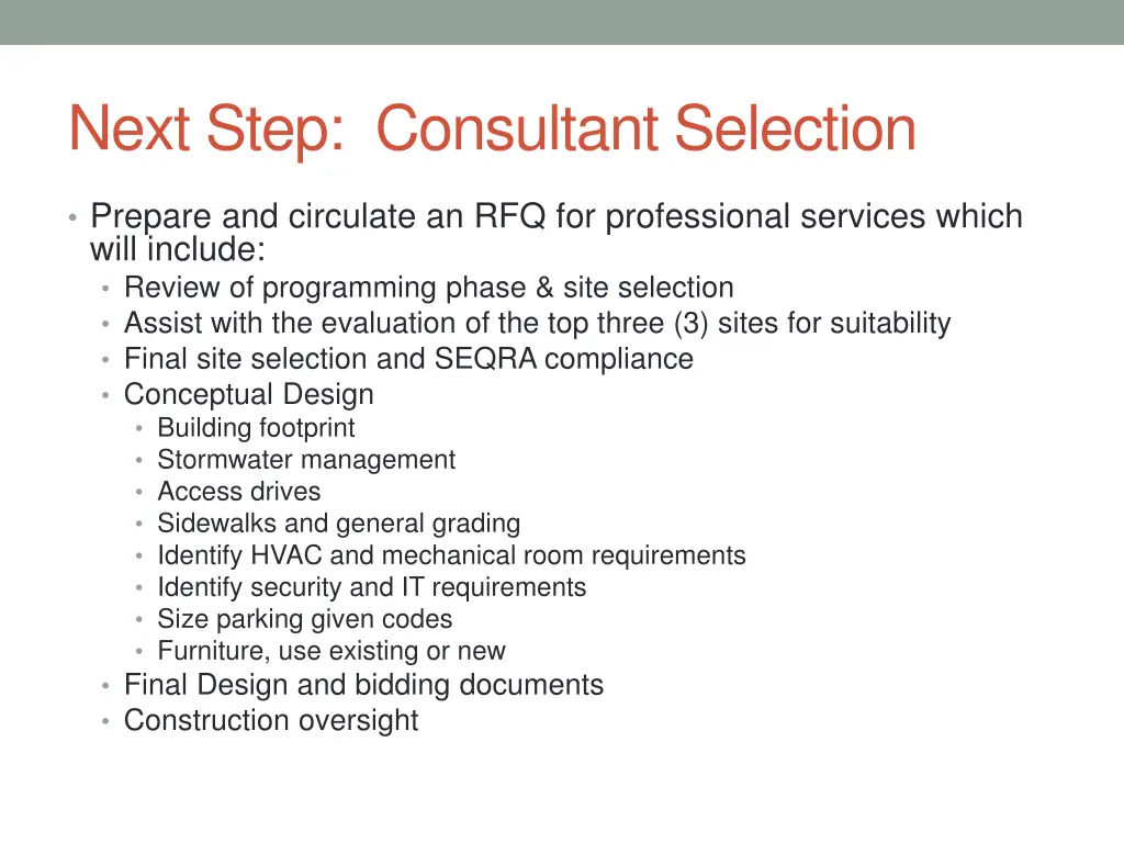 next step consultant selection