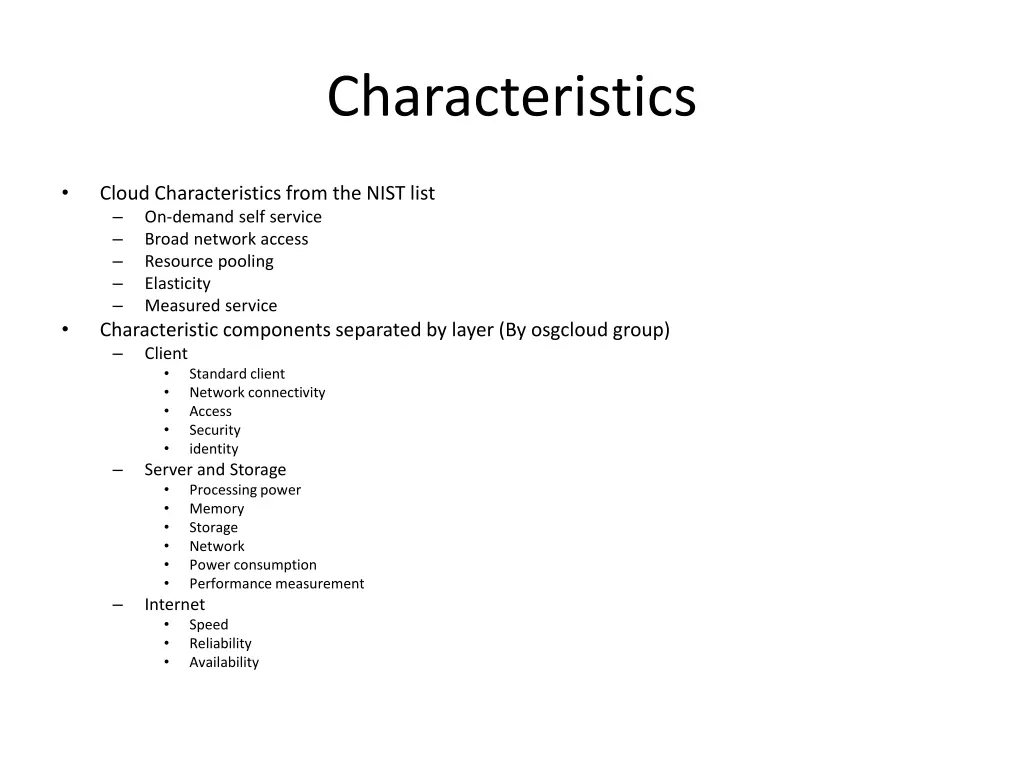 characteristics