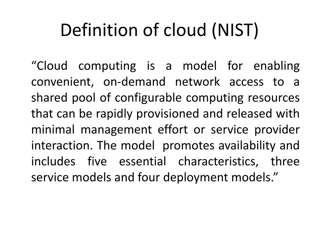 definition of cloud nist