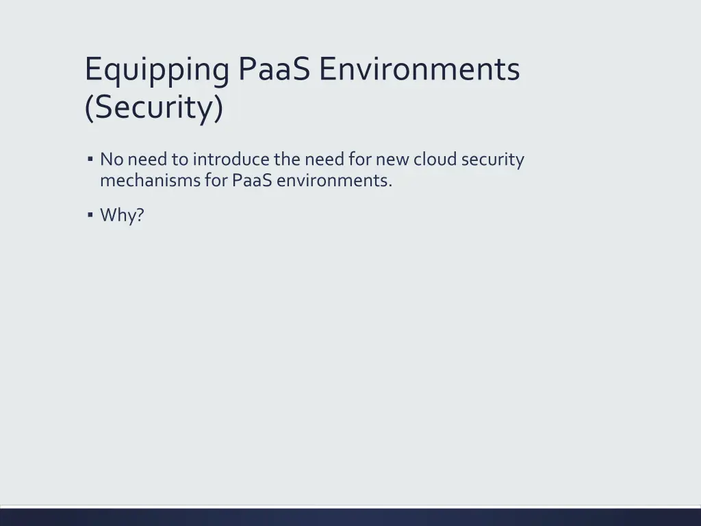 equipping paas environments security