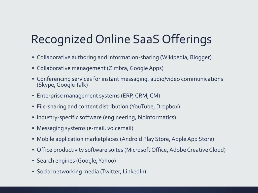 recognized online saas offerings