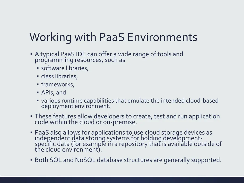 working with paas environments