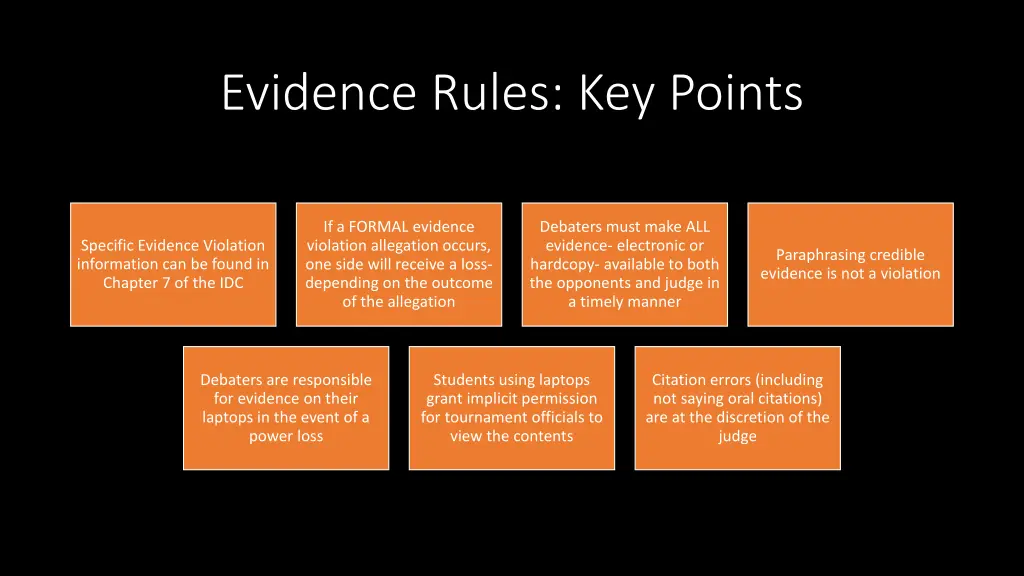 evidence rules key points