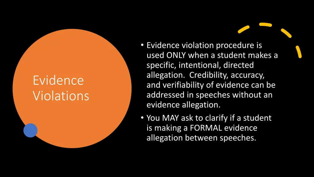 evidence violation procedure is used only when