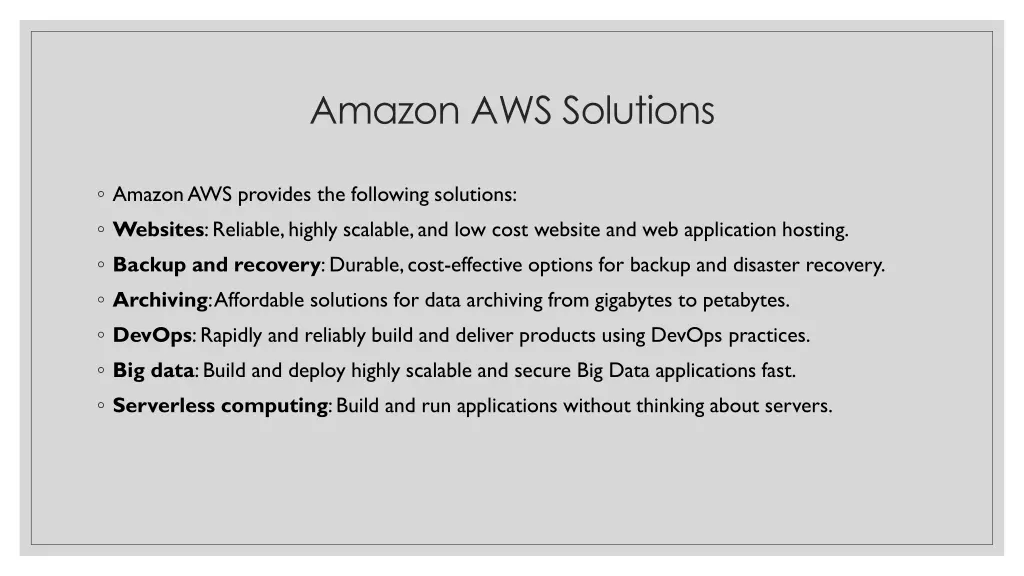 amazon aws solutions