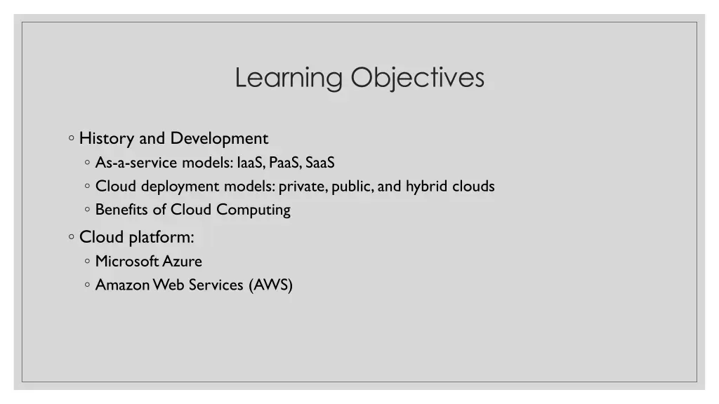 learning objectives