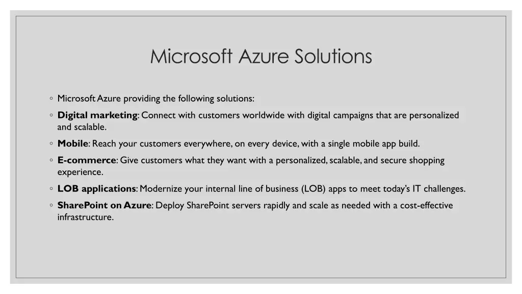 microsoft azure solutions