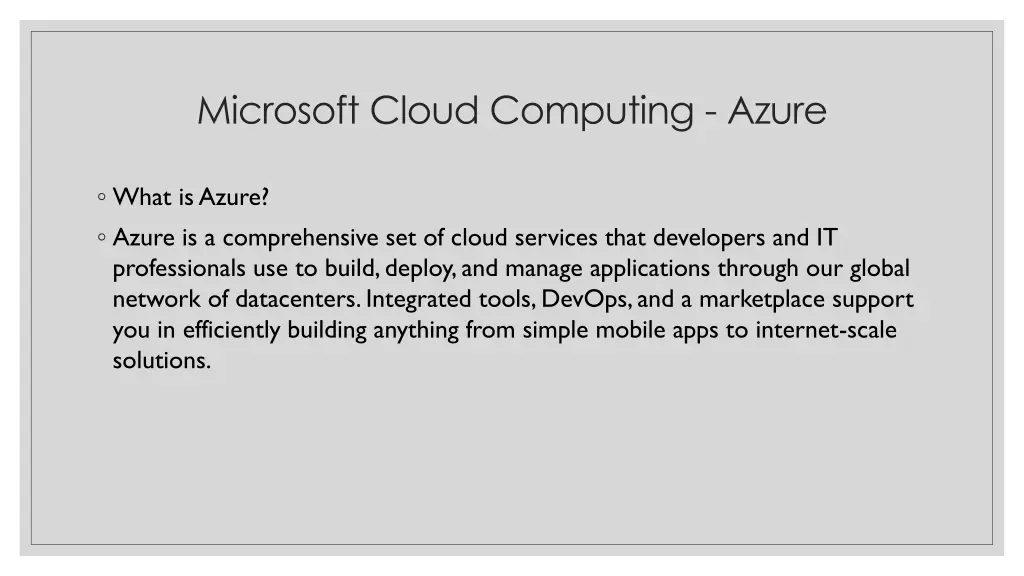 microsoft cloud computing azure