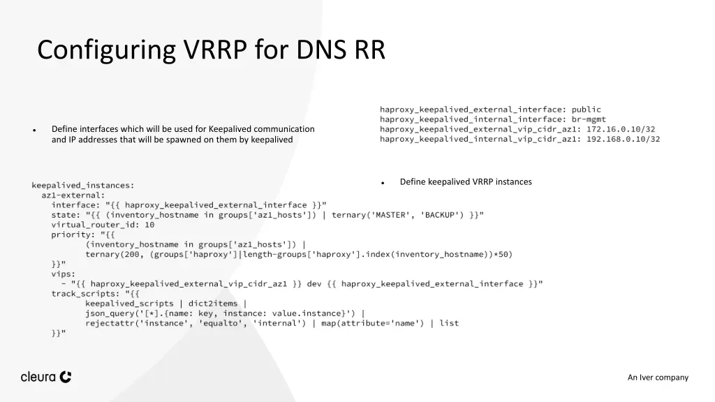 configuring vrrp for dns rr