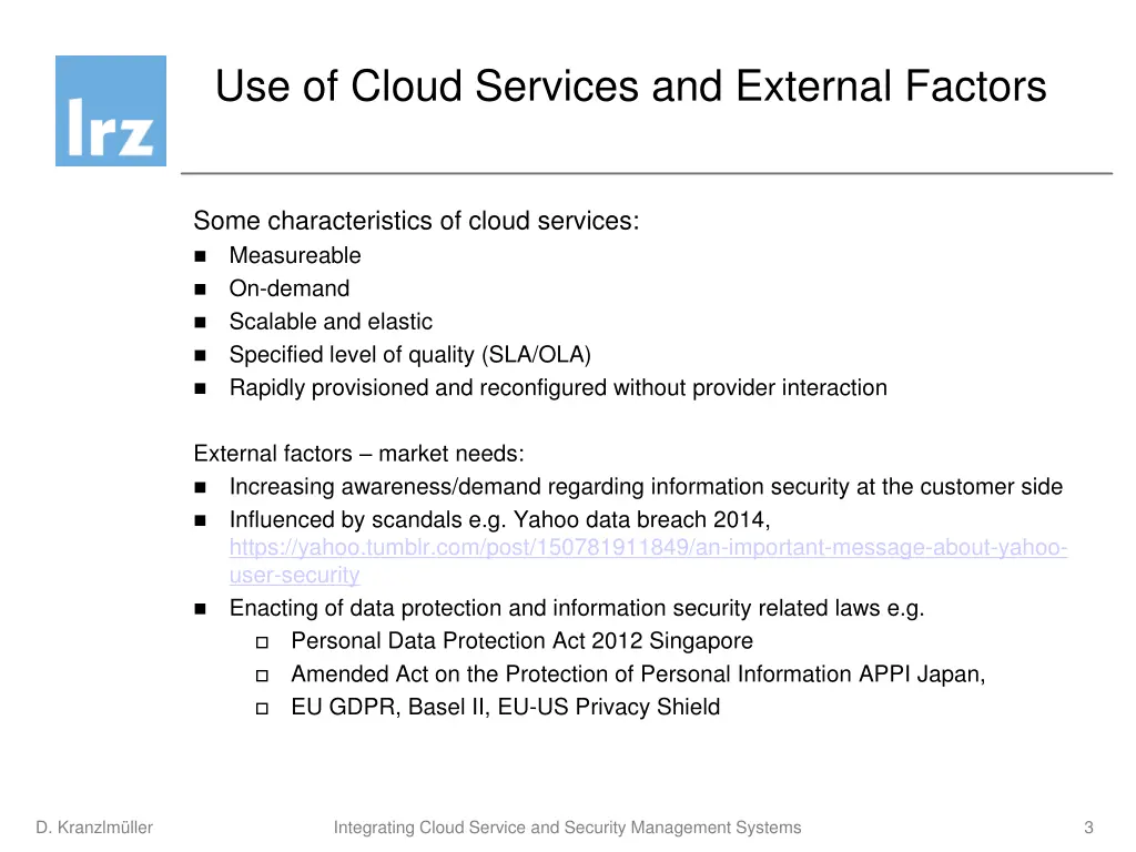 use of cloud services and external factors