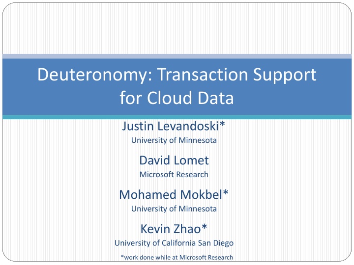 deuteronomy transaction support for cloud data