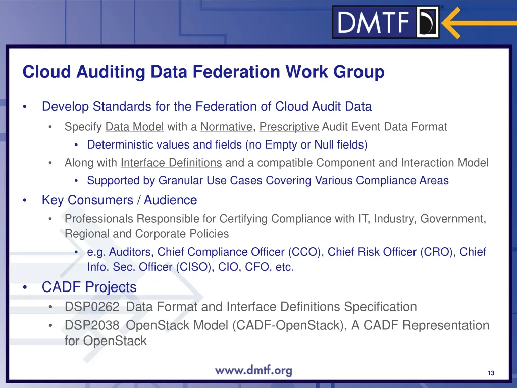 cloud auditing data federation work group