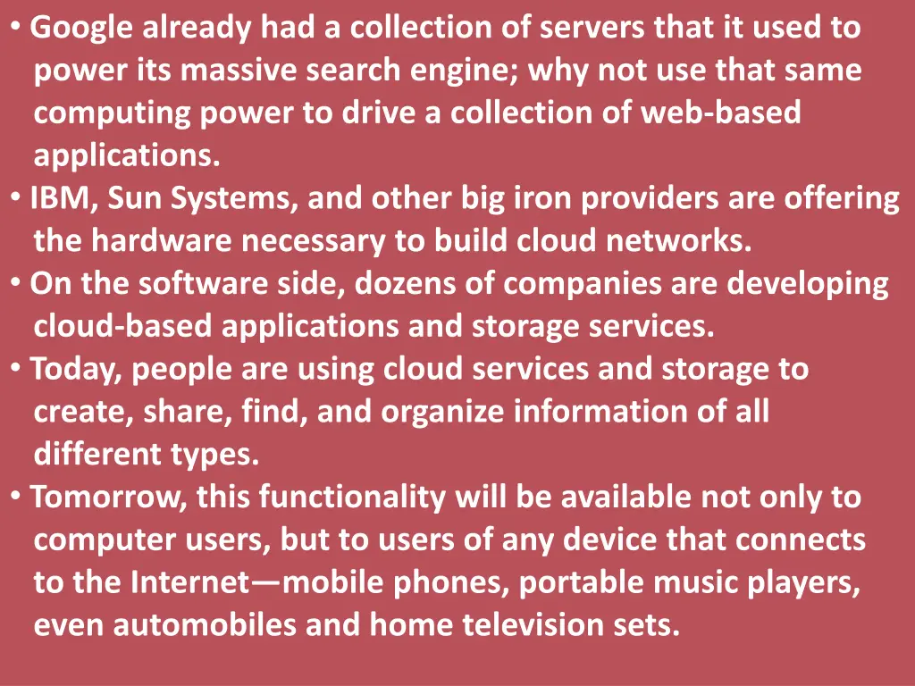 google already had a collection of servers that