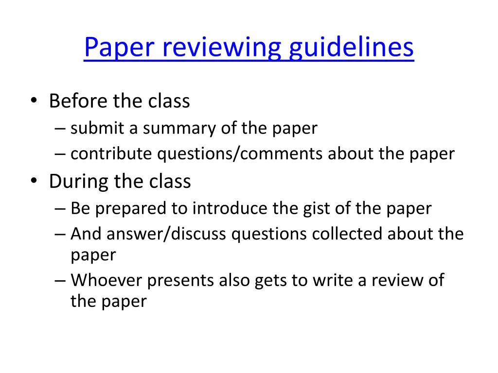 paper reviewing guidelines