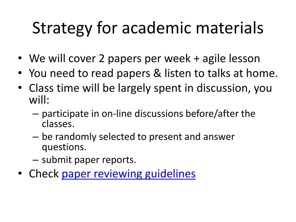 strategy for academic materials