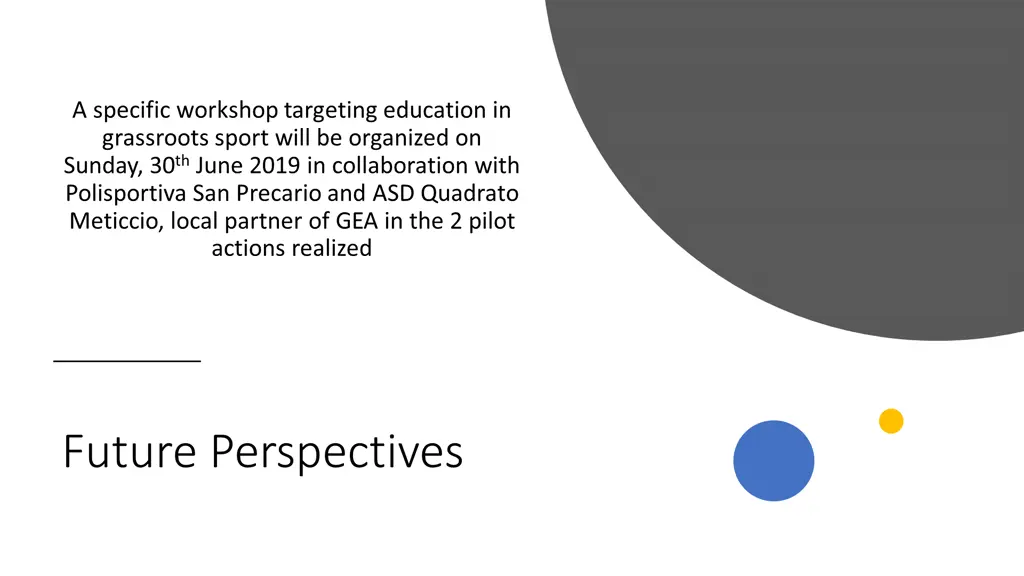 a specific workshop targeting education