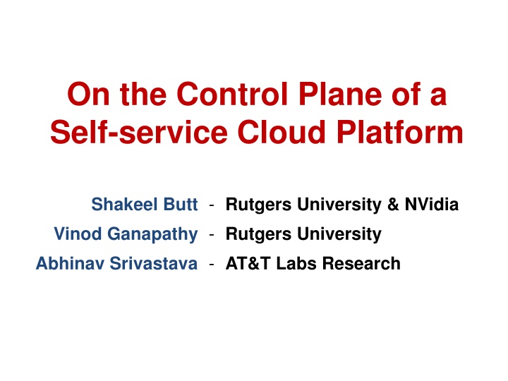 on the control plane of a self service cloud