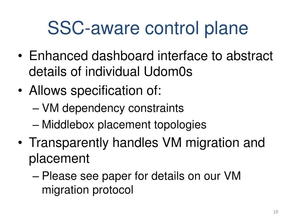 ssc aware control plane