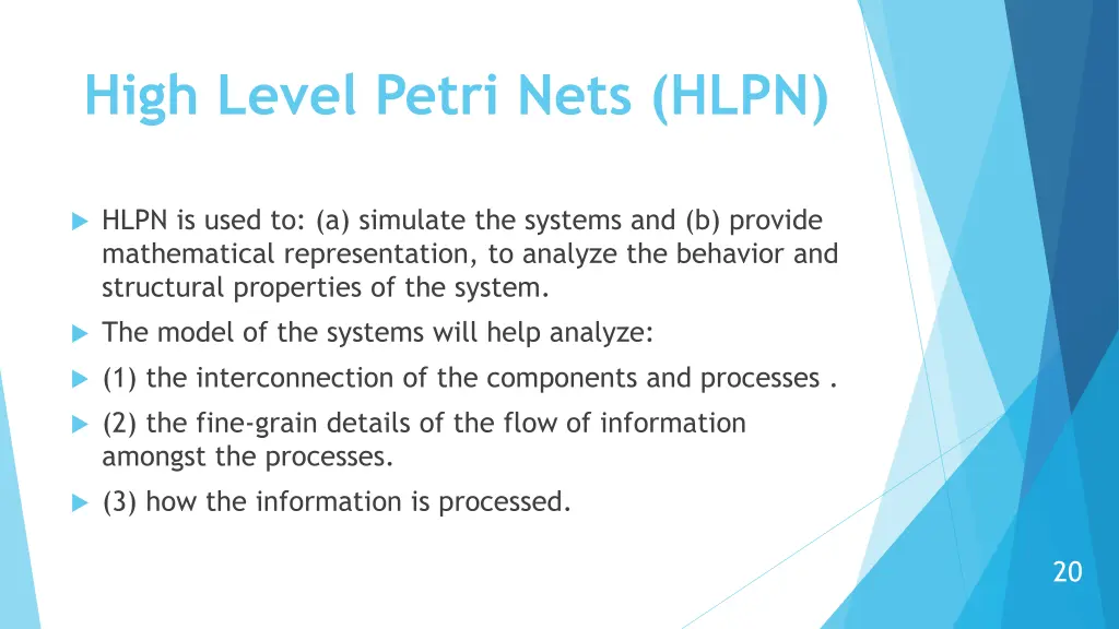 high level petri nets hlpn