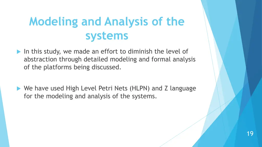 modeling and analysis of the systems