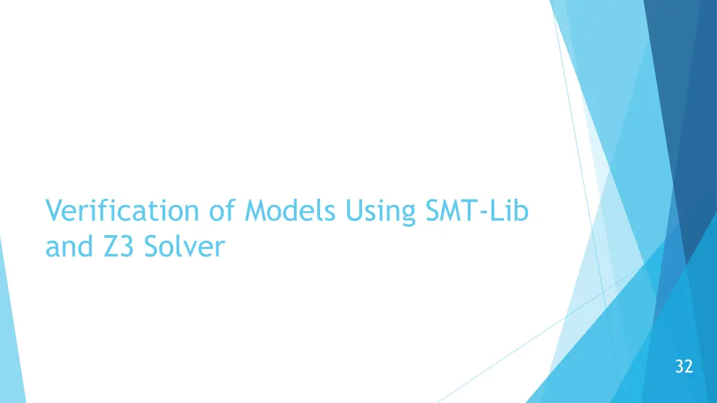 verification of models using smt lib and z3 solver