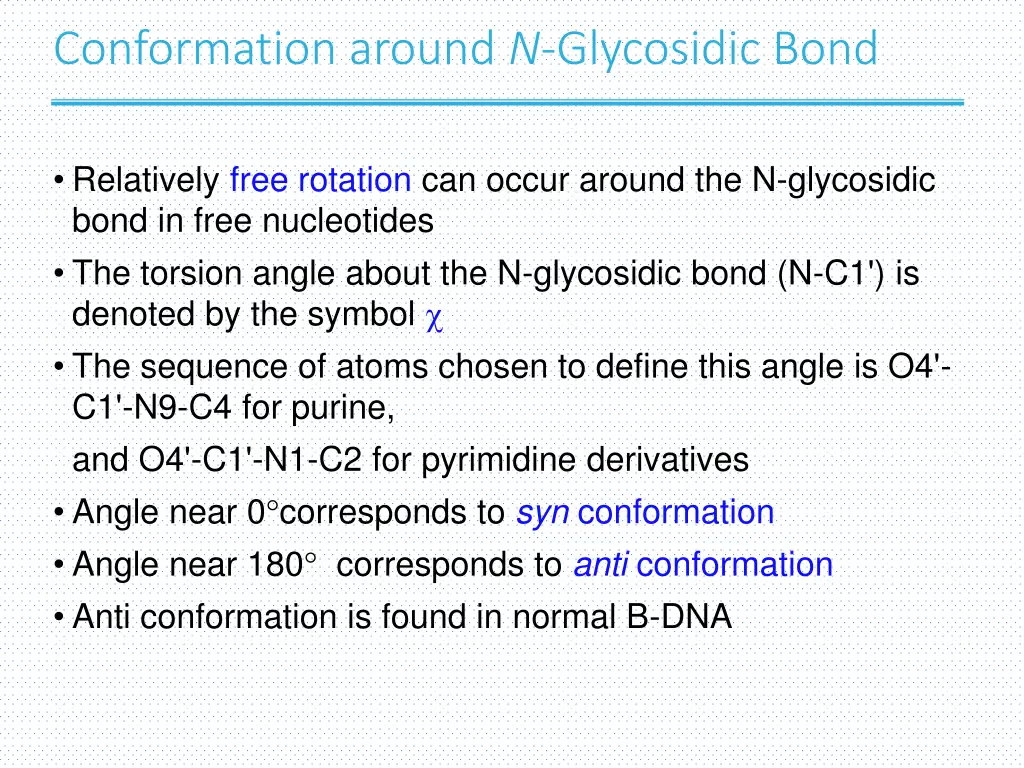 conformation around n glycosidic bond