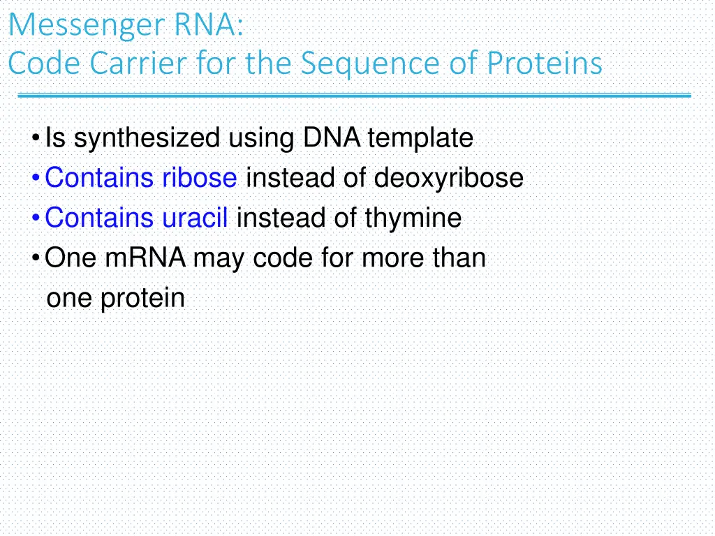 messenger rna code carrier for the sequence