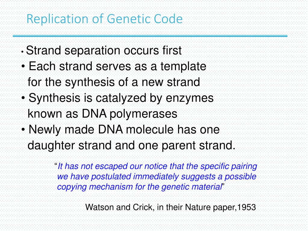 replication of genetic code