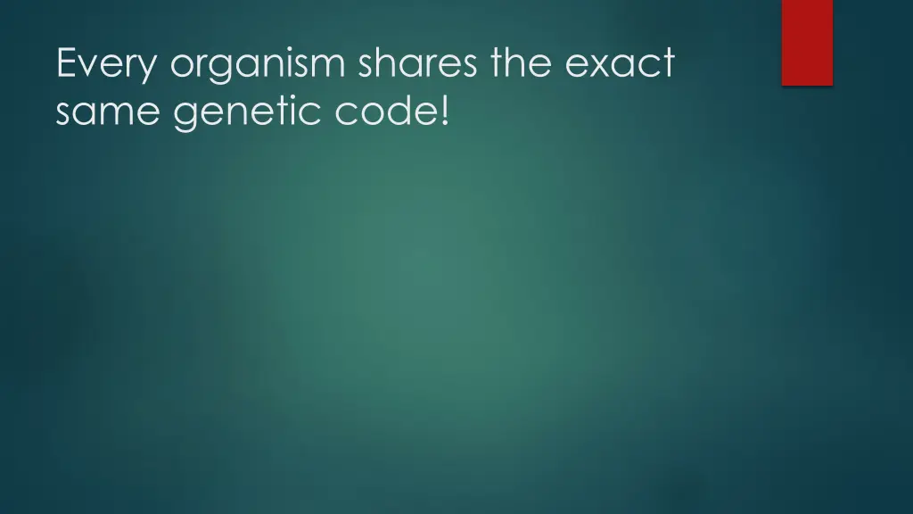 every organism shares the exact same genetic code