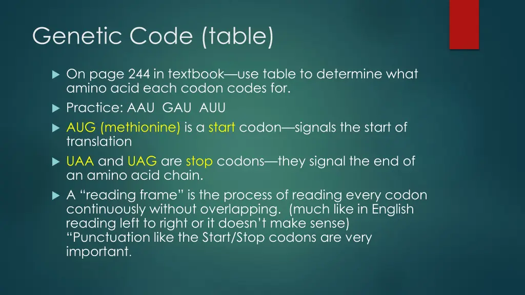 genetic code table